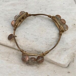 Champagne bead brass wire bangle bracelet